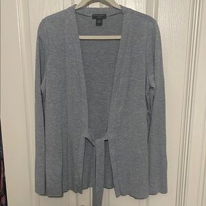 Gray Open-Front Cardigan/Tshirt